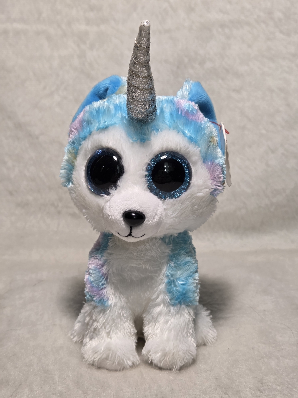 HELENA Ty Beanie Boos 6" Unicorn Husky Dog Stuffed Toy Blue and Grey